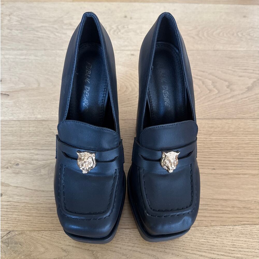 Public Desire - Effy Platform Oxford Shoes in Black & Gold - Picture 2 of 6